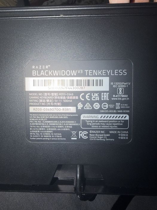 Клавиатура razer blackwidow v3 tenkeyless