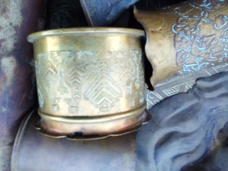 Vaza, scrumiera cap leu si tava artizanal alama evreic pt colecție