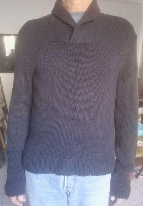 Ralph Lauren RL мъжки пуловер тъмно син памучен  с шал яка