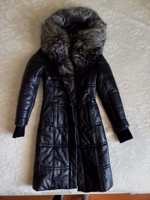 Кожаная зимняя куртка