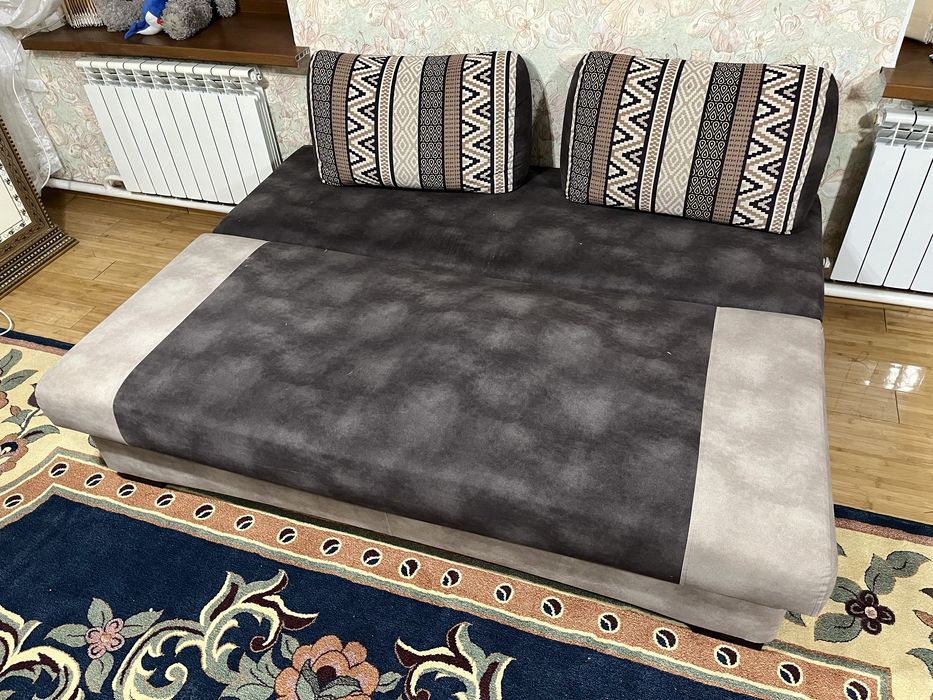 Раскладной диван с двумя подушками