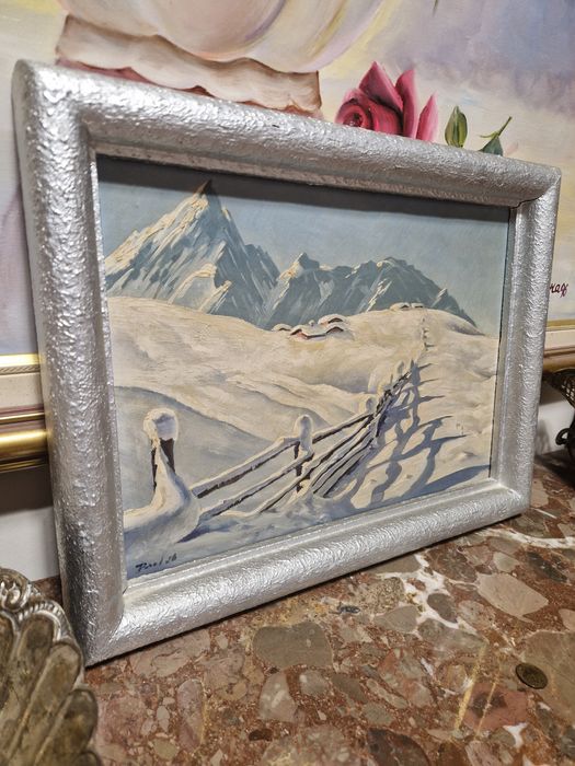 Стара страхотна антикварна авторска картина масло върху платно