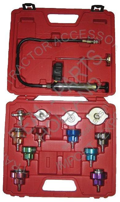 Tester presiune radiator racire motor, pompa cu manometru, termometru, adaptori radiator apa