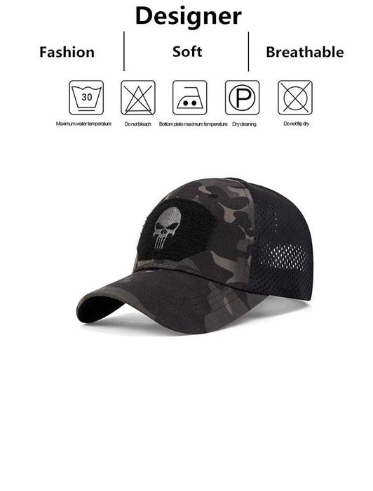 Sapca militara, marime reglabila  Patch Skull cusut