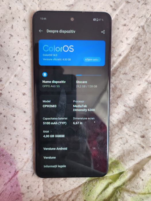 Oppo A60 5g 4+4/128gb android 14 dual sim liber de rețea perfect funcț ...