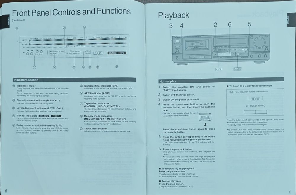 Technics rs bx 727 Manual Utilizare