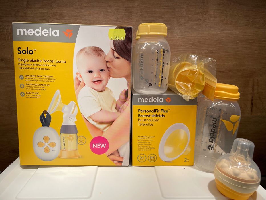 Електрическа помпа за кърма Medela Solo, фунии 21мм, шишета
