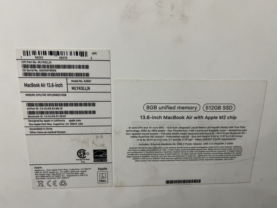 Apple Macbook Air M2 8/512