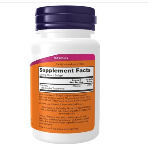 NOW, Витамин Е-400 МЕ, vitamin E-400 ME, 50 мягких желатиновых капсул