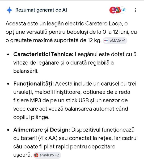 Vând leagăn electrică