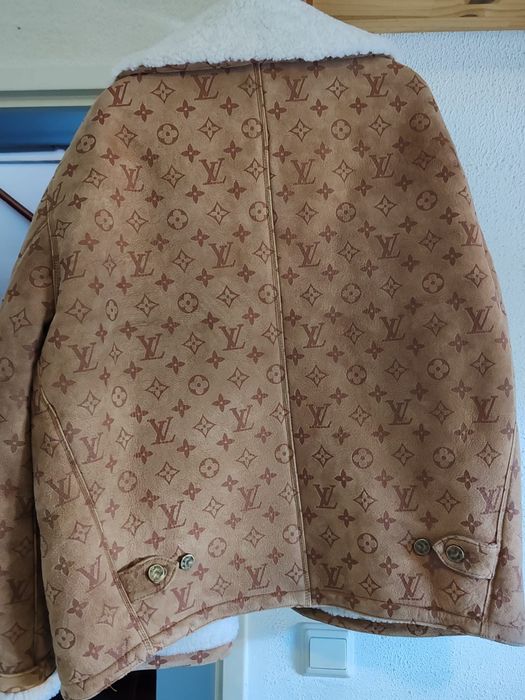 Luis Vuitton shearling Embossed monogram leather jacket HJL62EYGL Men'