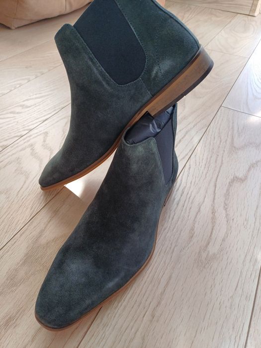 Велурени мъжки боти, сиво-сини на цвят