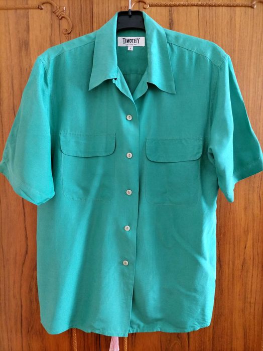Camasa Timothy Paris, din matase de culoare verde, mar S, in stare exceptionala