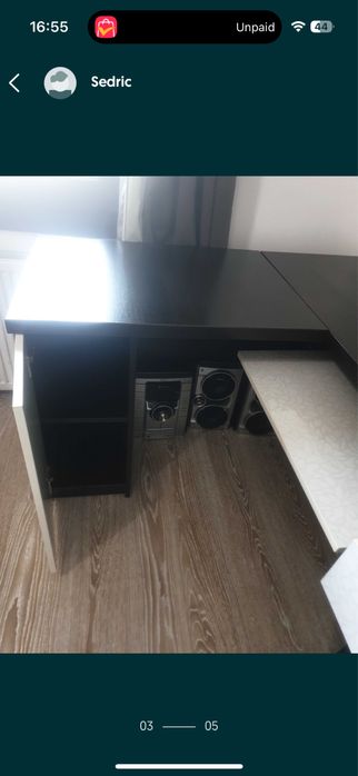 Birou blat masiv wenge cu alb