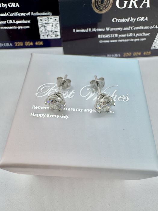 Сребърни обеци с мойсанит (Диамант) 1 карат