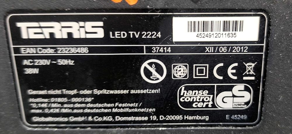 Televizor Terris LED 2224 - 22 inch/56 cm - Impecabil
