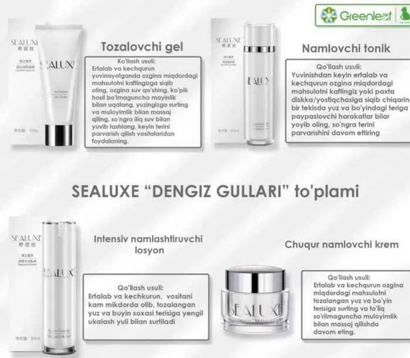 Sealuxe yuz parvarishi uchun to'plom