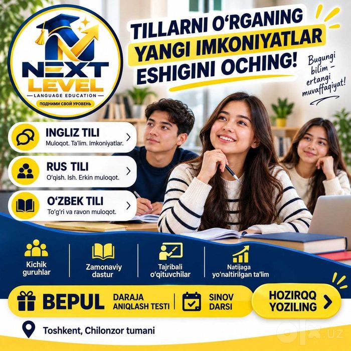 Rus tili, O'zbek tili va Ingliz tilini o'rgatamiz