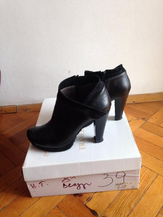 Черни боти на висок ток от ествествена кожа