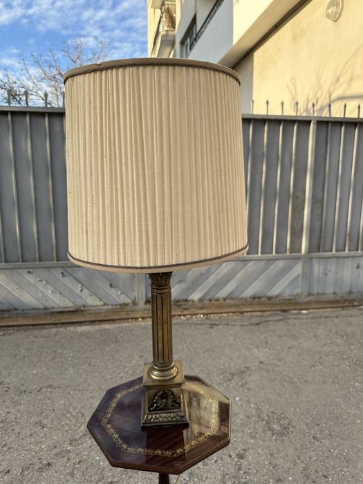 Винтидж лампа с месинг и дърво – френски стил, 60–70-те години