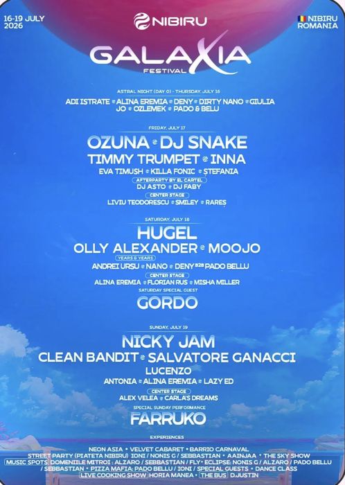 1x Bilet Nibiru Galaxia ULTRA VIP full days  pass 16-19 iulie 2026 (vineri - duminică)
