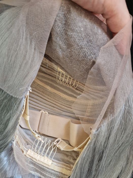 Peruca gri argintiu 100% par natural uman lace dantela Noua