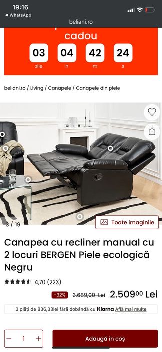 Vand canapea din piele