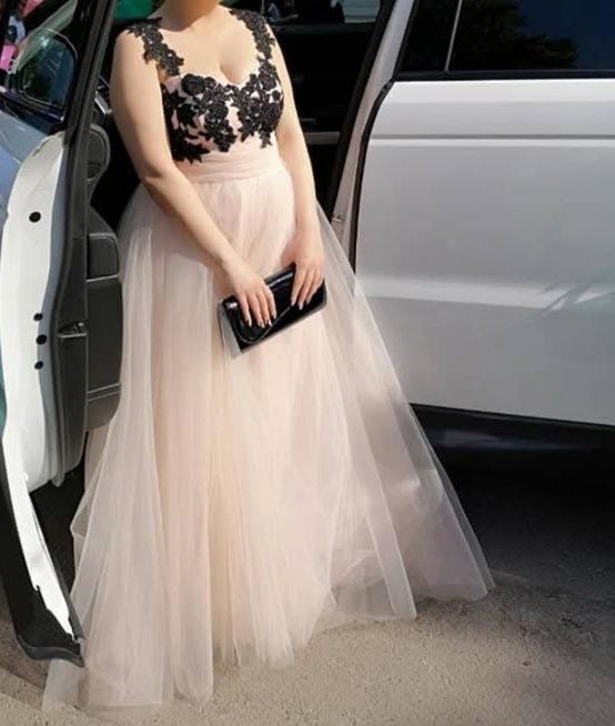 Бална рокля розово с черно