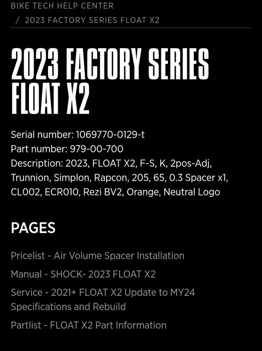 НОВ Шок Fox Float Factory X2 205x65