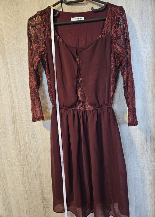 Rochie de ocazie cu dantelă, culoarea vișiniu/burgundy