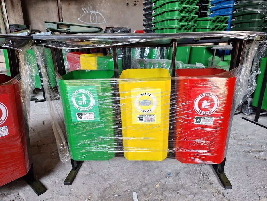 металлические урны для мусора, 2-3-4-х секционные