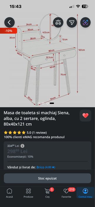 Vând masă de machiaj