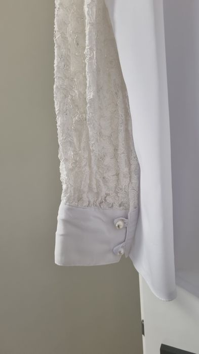 Bluza alba matase dantela 42 Esmer