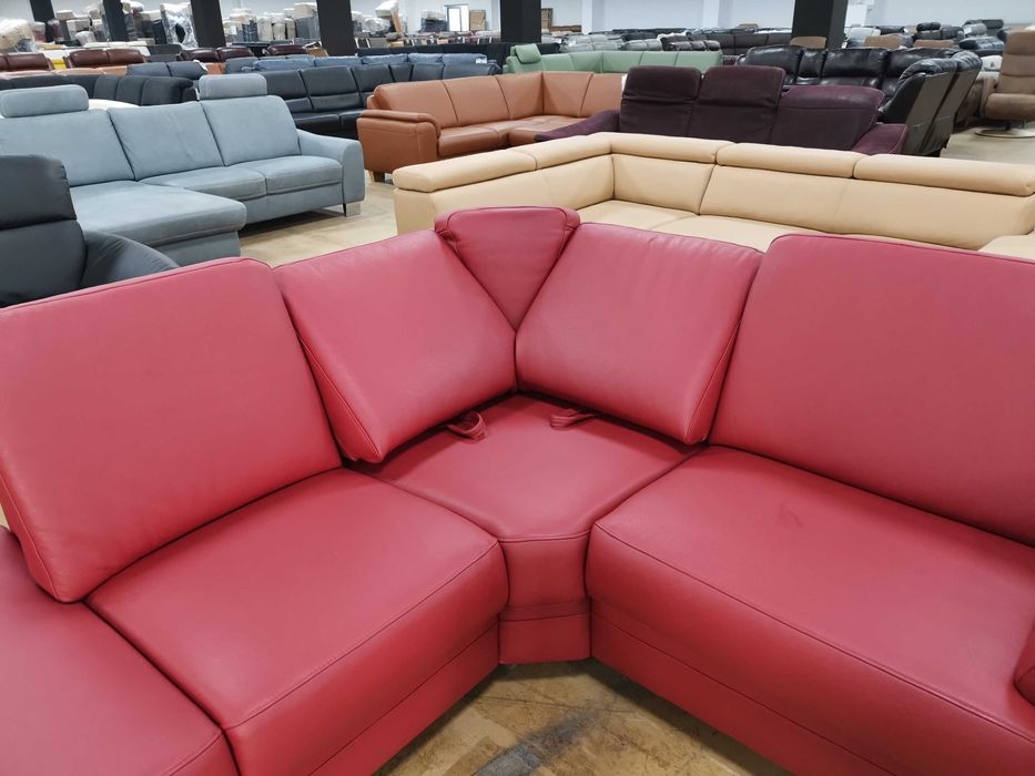 ПРОМОЦИЯ!!! Червен кожен ъглов диван "KS6072" - естествена кожа