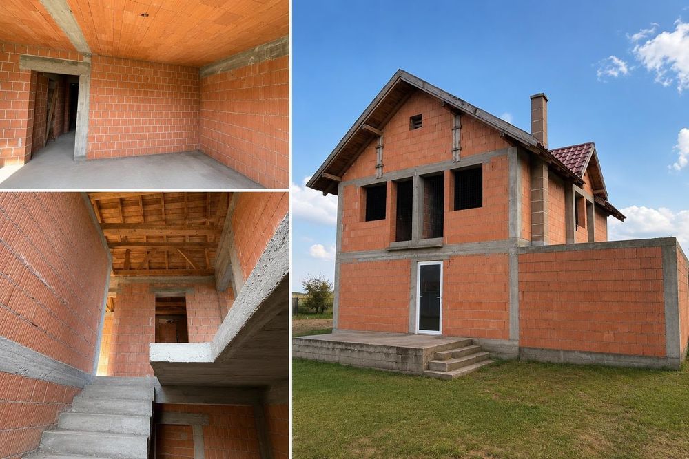 Vand casa la rosu in Mandruloc cu teren 1000mp