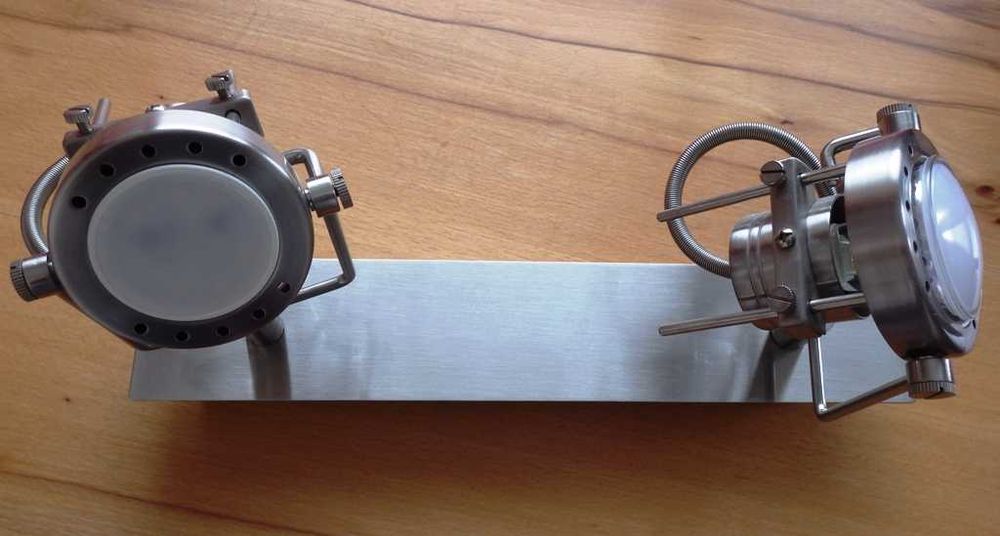 Двоен иноксов аплик (за стена или таван) с индустриален дизайн