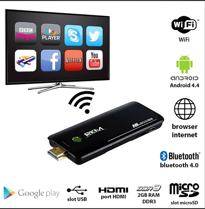 Mini PC Quad Core Rikomagic RKM MK802IV, WIFI, 2 GB DDR3, android