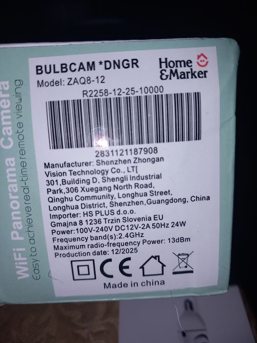 Model ZAQ8-12 Wifi panorama camera