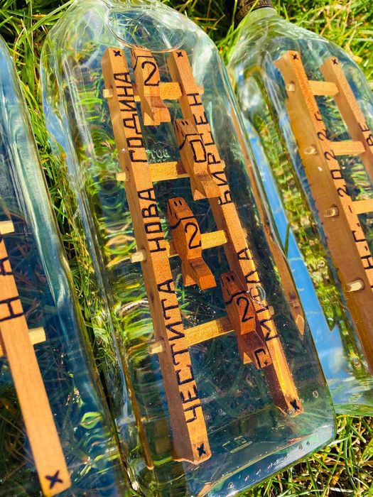 Дървени стълби в бутилка, шише за подарък, рожден ден