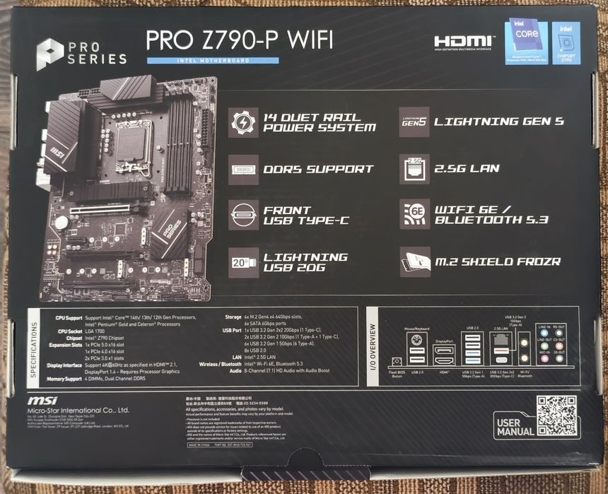 Дънна платка MSI Pro Z790-P WIFI, LGA 1700, DDR5