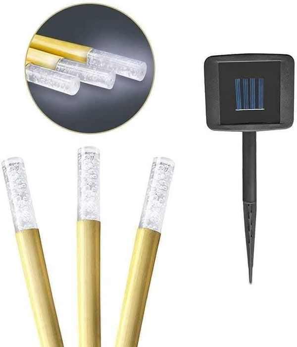Lămpi solare de gradina din bambus set 6 bc