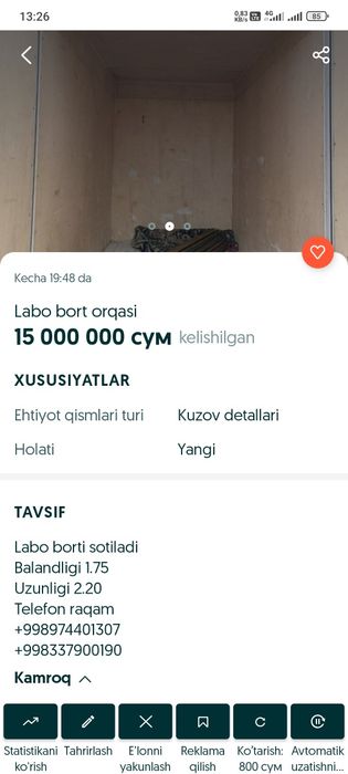 Labo bort (orqasi) sotiladi