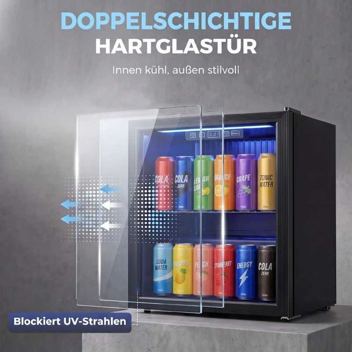 Хладилник за напитки HOMCOM 50L, охладител за 48 кутии
