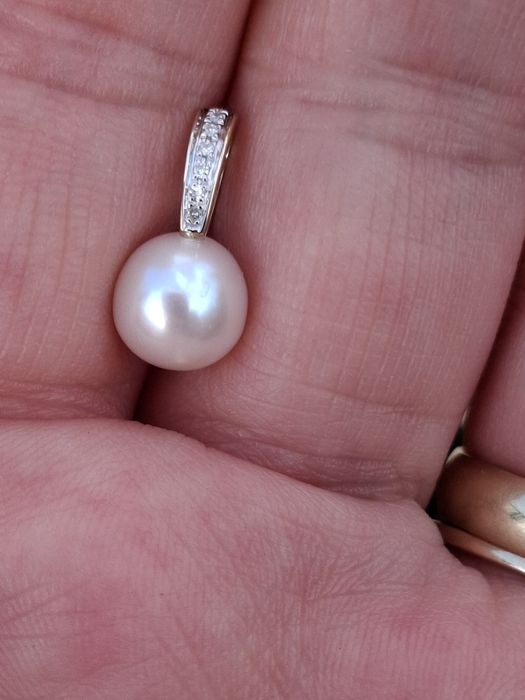 Pandantiv aur 14k diamante si perla de cultura