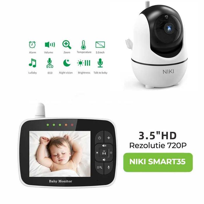 BabyMonitor Pentru Supraveghere Audio-Video Bebe NIKI Smart35, LCD3.5"