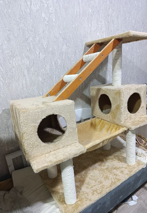Котодомик когтеточка для кошек лежак 3 этажа