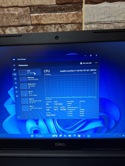 Laptop DELL, i7 10510u, 16 GB RAM, SSD M2 250 GB, GPU Radeon 610