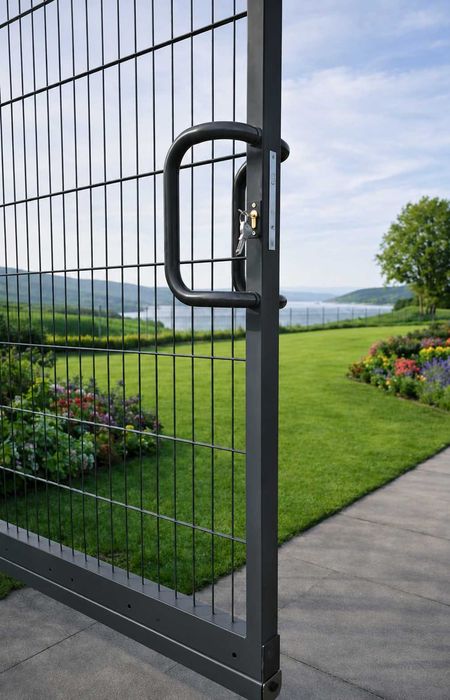 Poartă autoportantă în consolă 4 m x 2 m – zincată și vopsită electrostatic RAL 7016