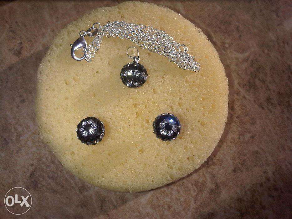 set bijuterii 3 in 1 argint 100% cercei + colier + pandantiv