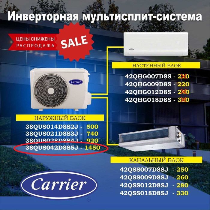 Мультисплит система блок наружной Carrier (AUX) на 5 блоков, 42000 BTU